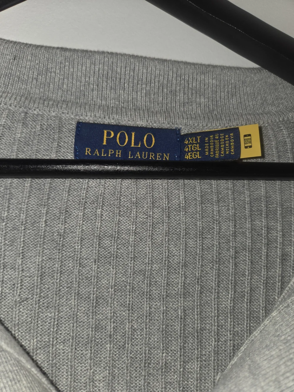 Polo by Ralph Lauren Men's Gray Ribbed Knit Polo Sweater